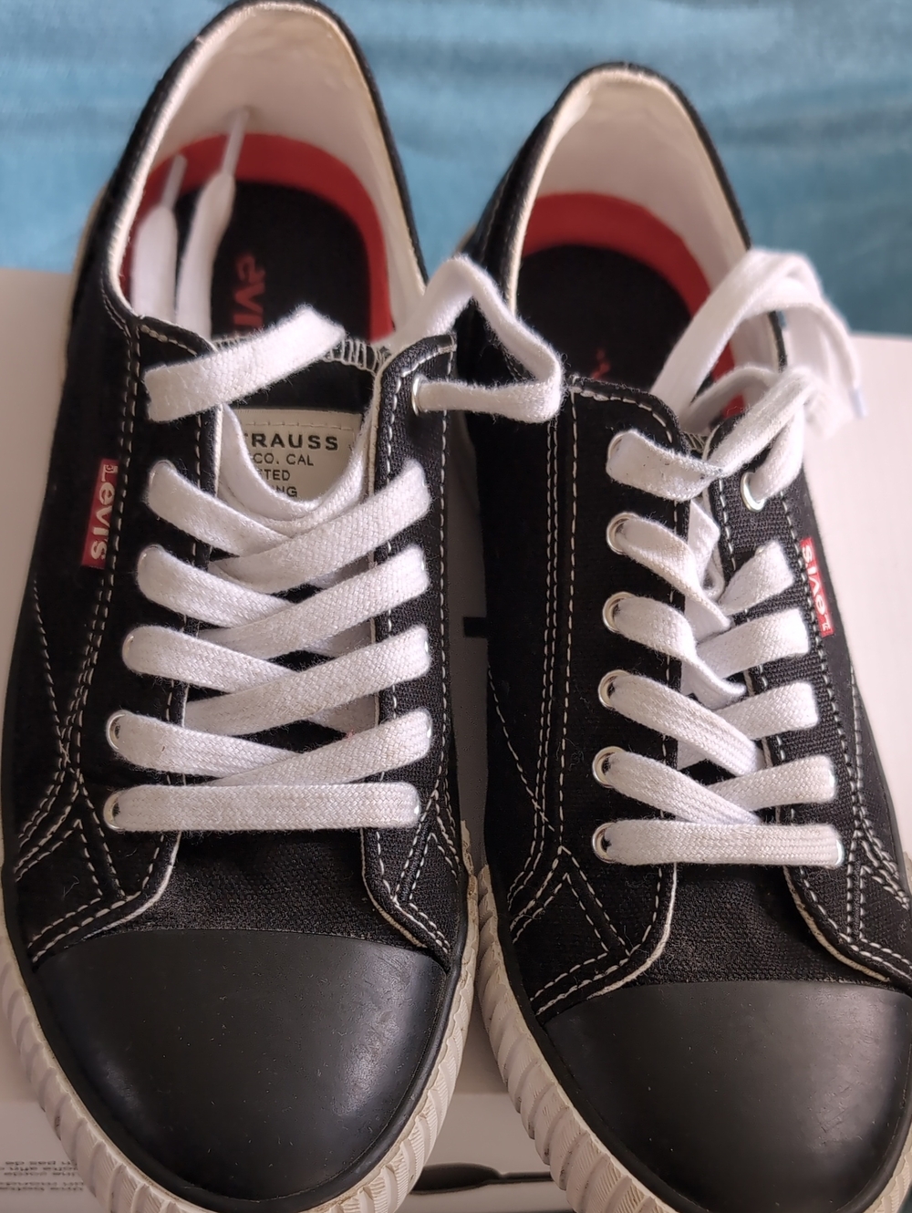 Levi's Black Canvas Low-Top Sneakers with White Laces